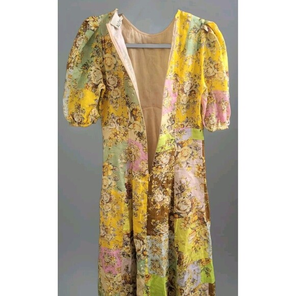 ALEMAIS Sz 8 AUS 4 US Floral Linen Patchwork Matilde Midi Dress Spring Summer - Picture 16 of 16
